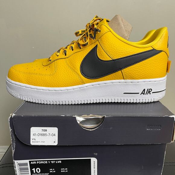 Nike x NBA Air force 1 Amarillo Large black swoosh yellow mens 10 - Picture 4 of 11